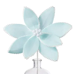 12" Felt Poinsettia Ball Fringe Stem: Light Blue