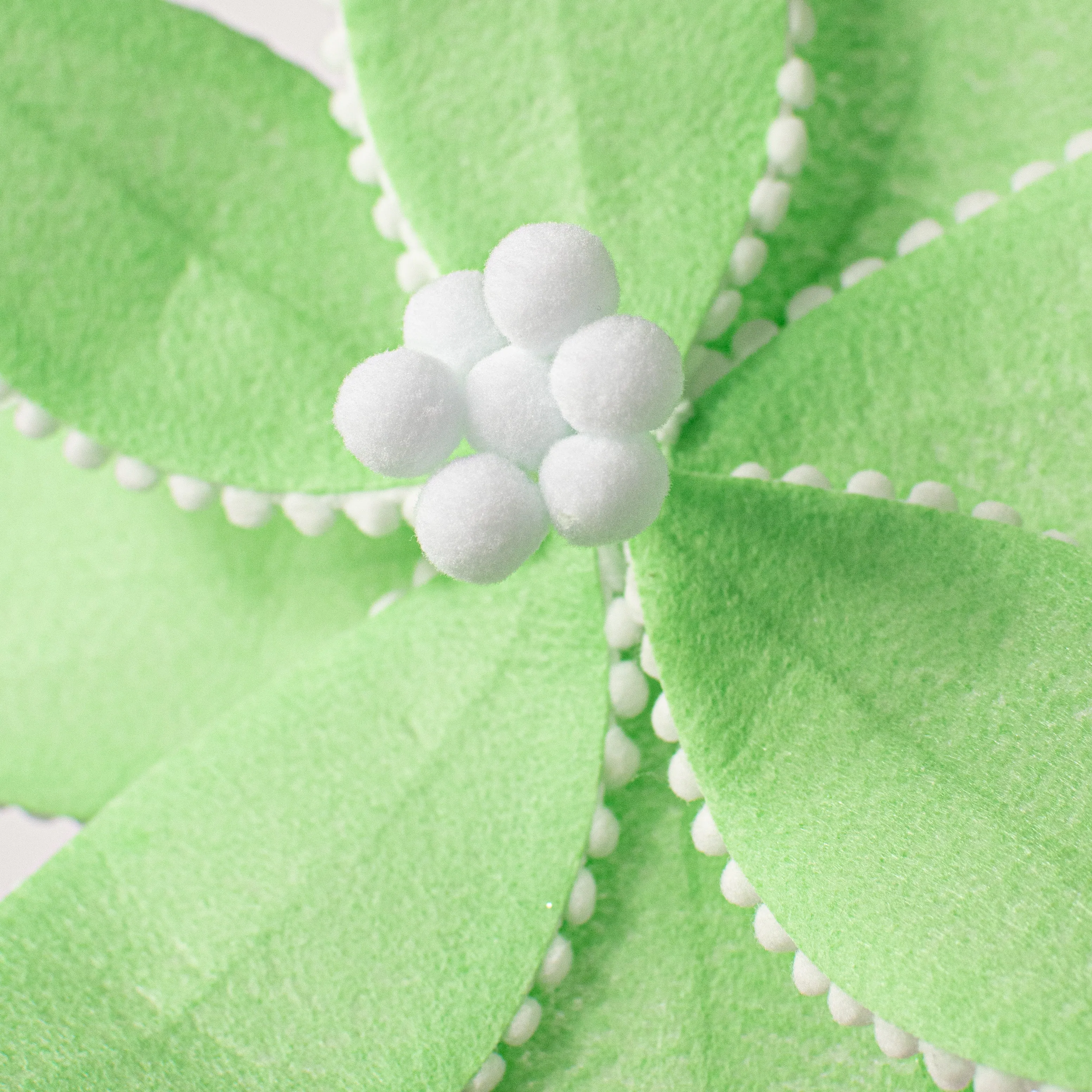 12" Felt Poinsettia Ball Fringe Stem: Mint Green