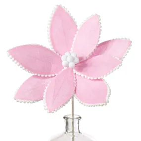 12" Felt Poinsettia Ball Fringe Stem: Pink