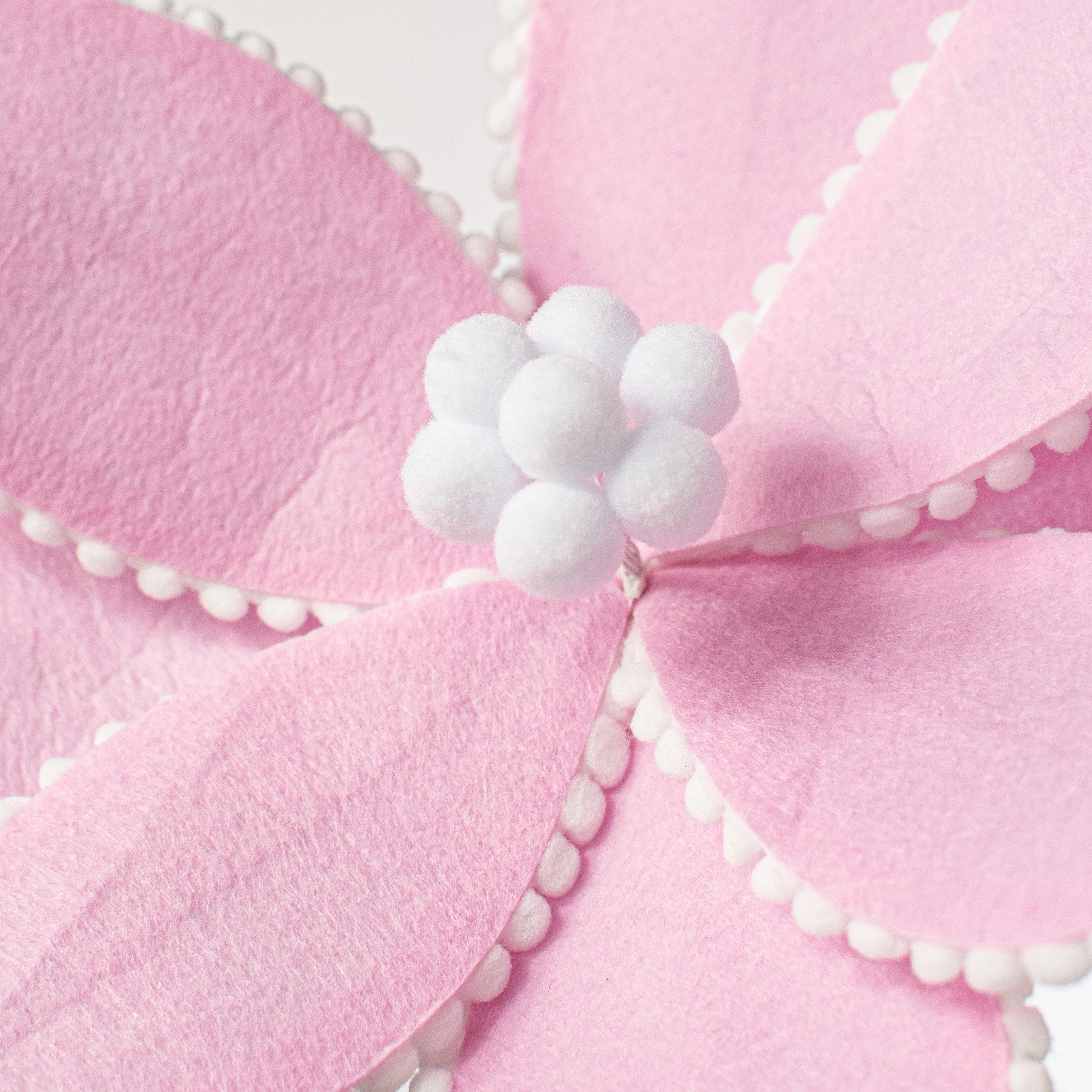 12" Felt Poinsettia Ball Fringe Stem: Pink