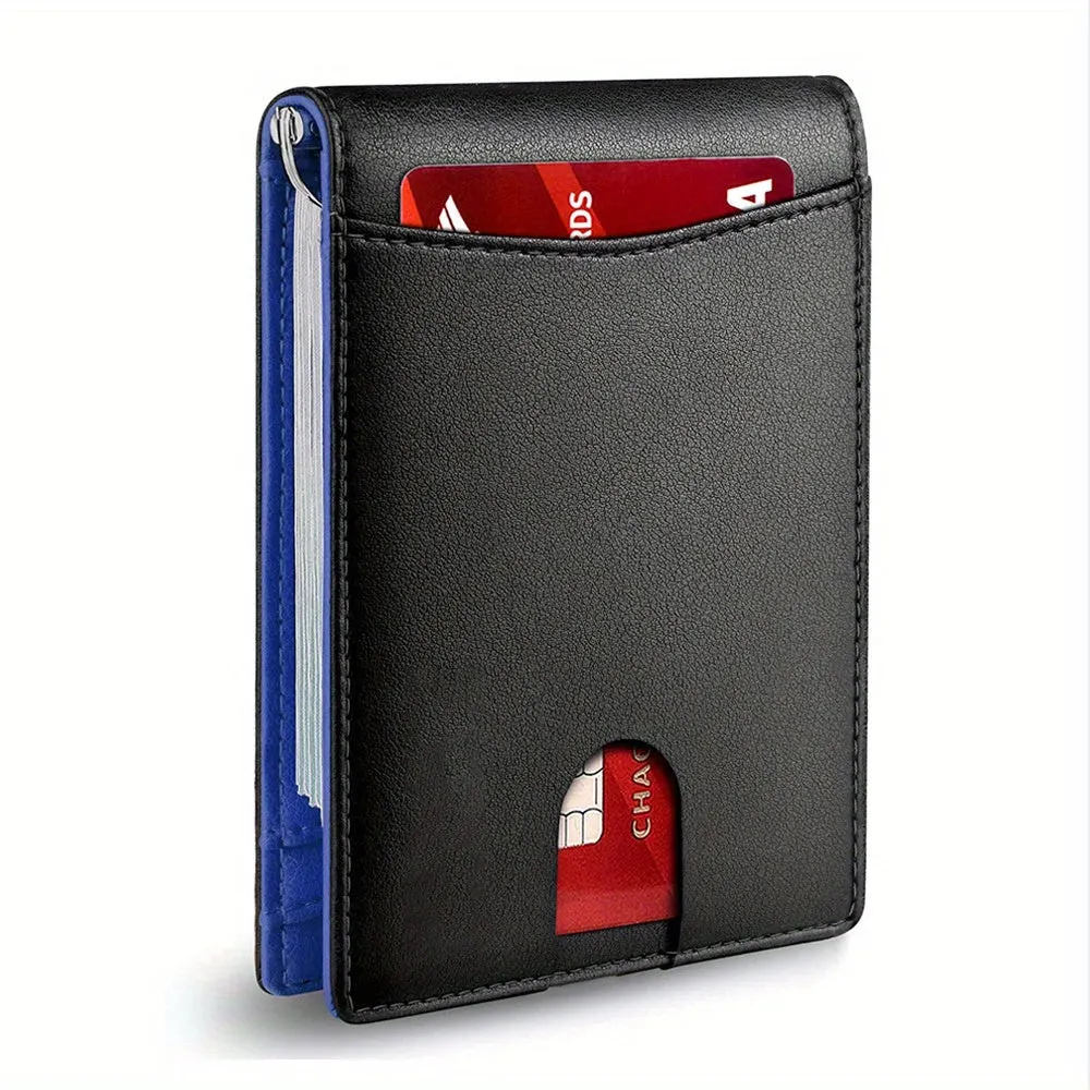 1pc Luxury Slim Wallet - Premium PU Leather, RFID Blocking, Front Pocket, Bifold, Minimalist Credit Card Holder with Ample Storage - Includes Gift Box