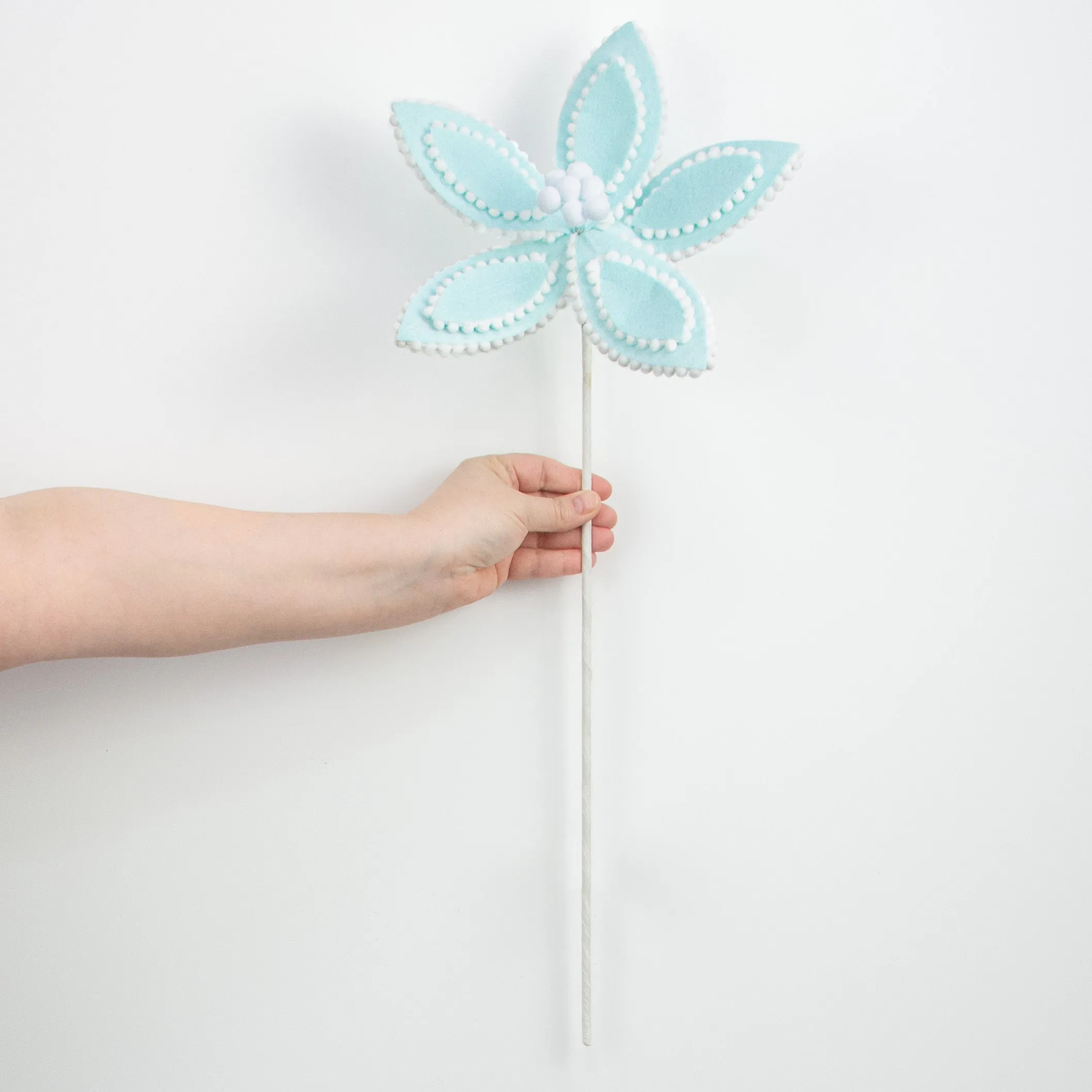 22" Poinsettia Stem: Light Blue
