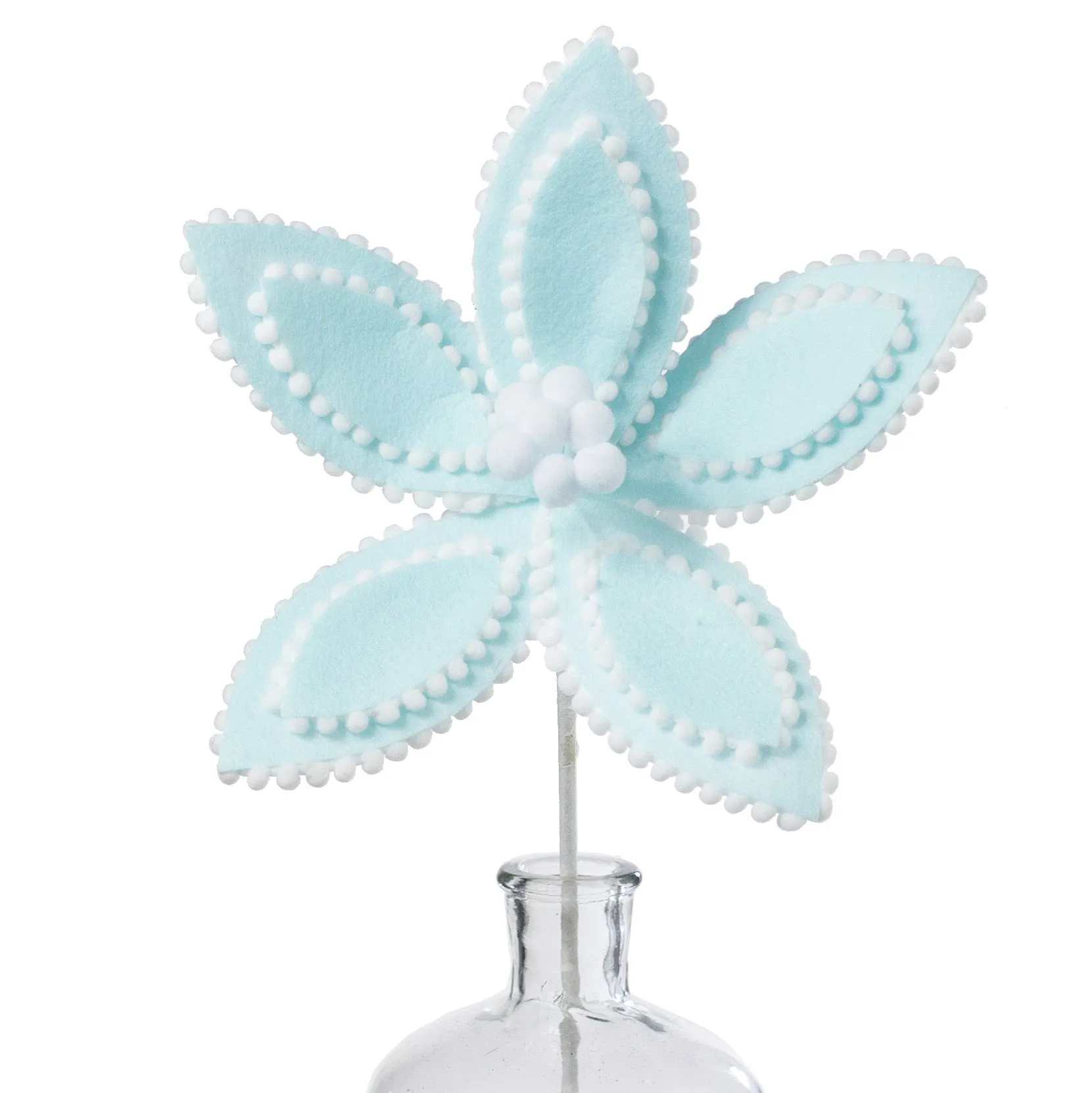 22" Poinsettia Stem: Light Blue