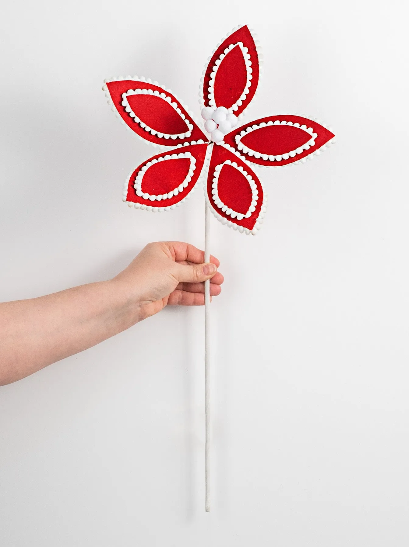 22" Poinsettia Stem: Red