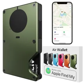 Air Wallet for Men with Built-in AirTag Chip, Works with Apple Find My (iOS Only), Track Your Wallet, Slim Minimalist Wallet for Men, RFID Wallet for Men, Credit Card Holder (Army Green)