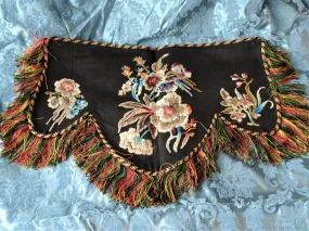 ANTIQUE French Country Farmhouse Shelf Mantle Trim,Embroidered Valance,Cheminee,Pelmet,Fireplace Trim,Cottage Decor,Chateau Decor