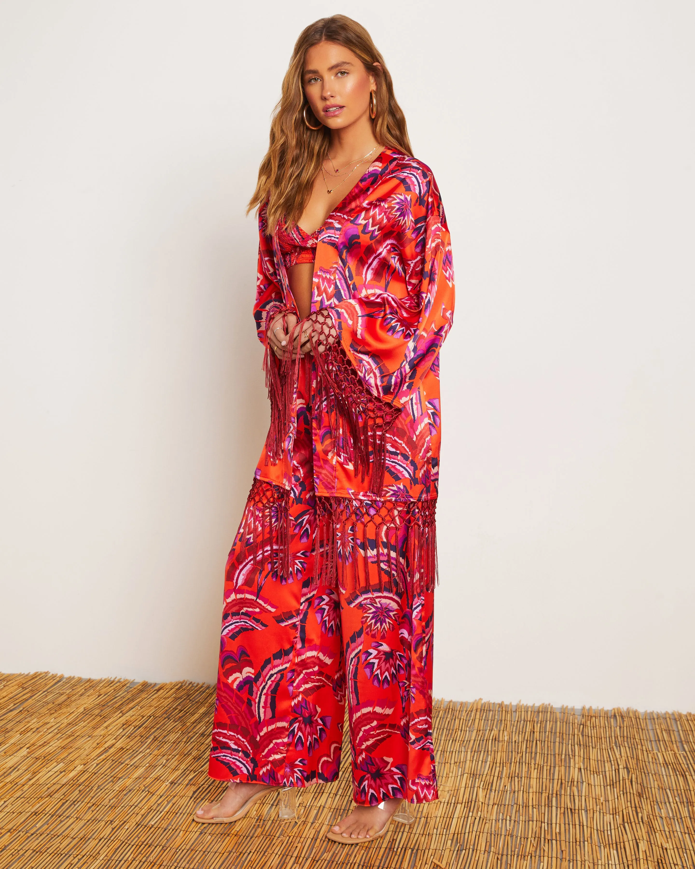 Azra Tropical Fringe Kimono