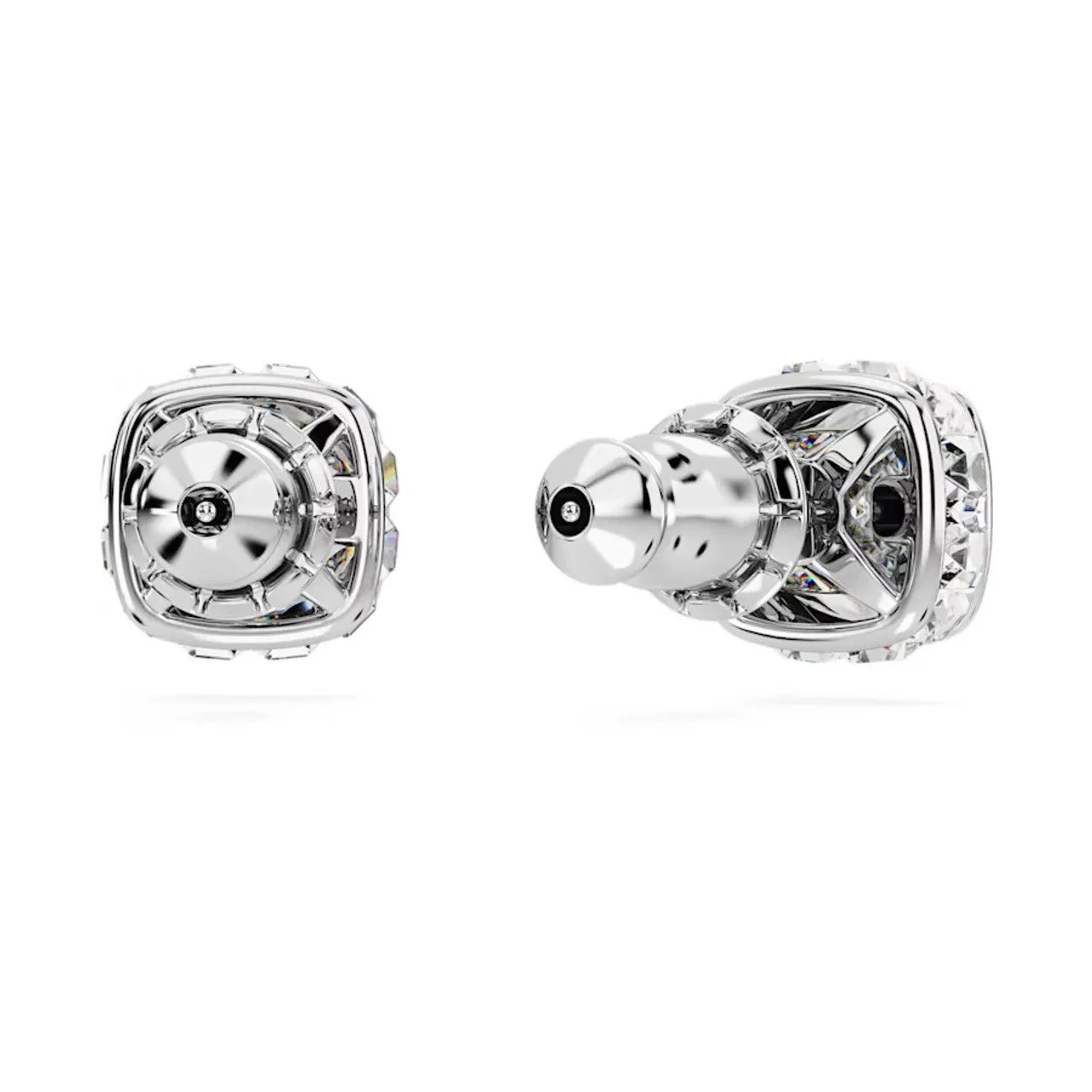Birthstone Rhodium Plated White Square Cut April Stud Earrings 5661957
