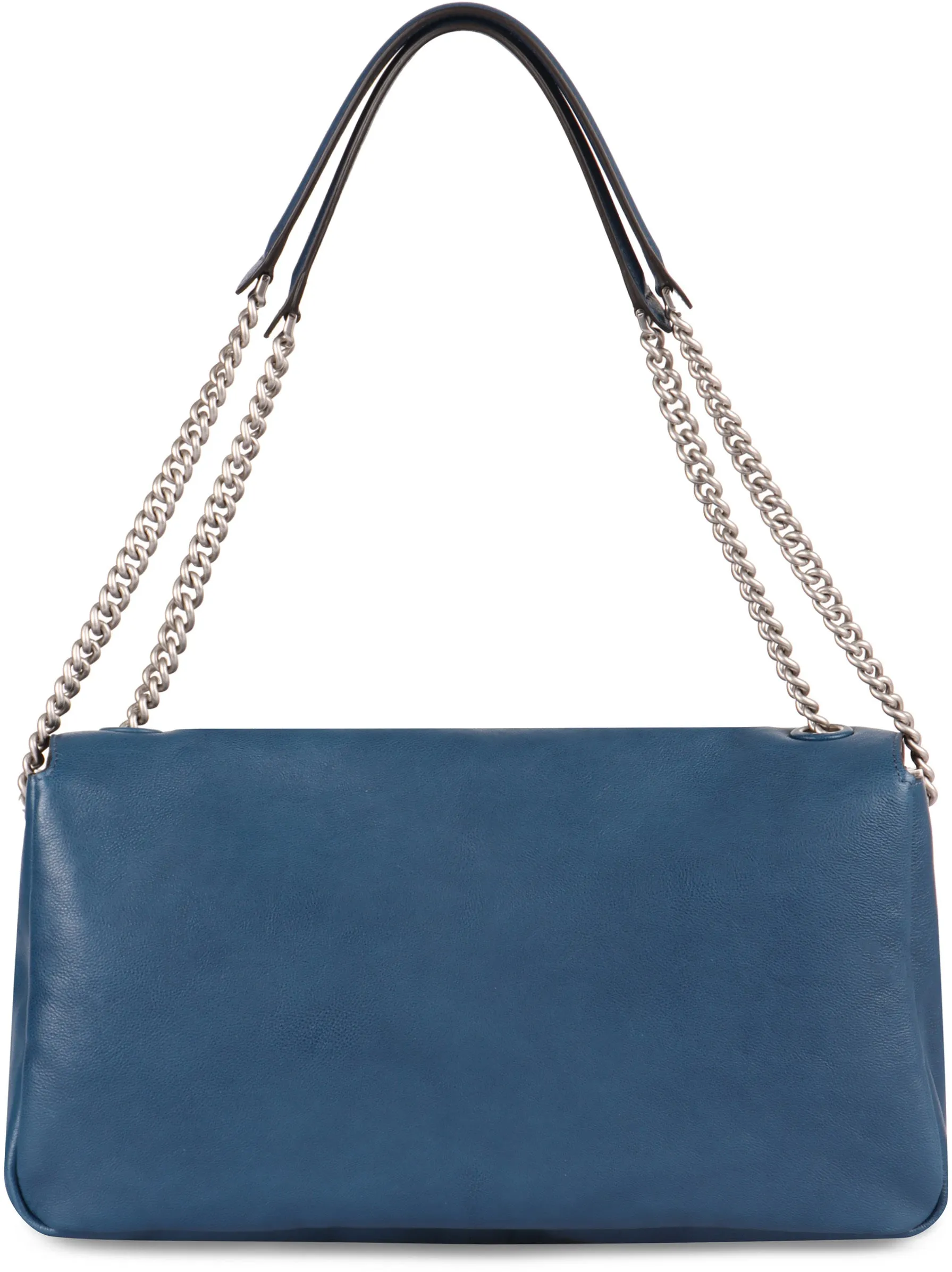 BLUE LEATHER CHAIN LARGE BAGUETTE