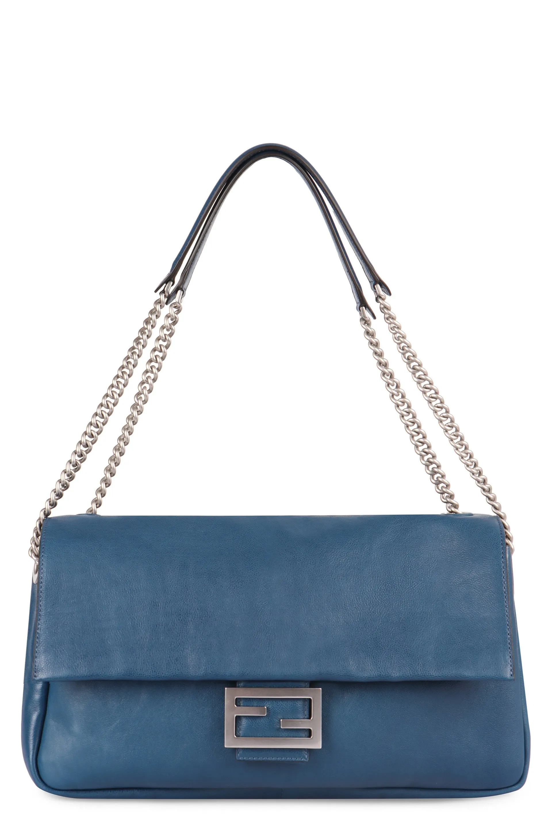 BLUE LEATHER CHAIN LARGE BAGUETTE