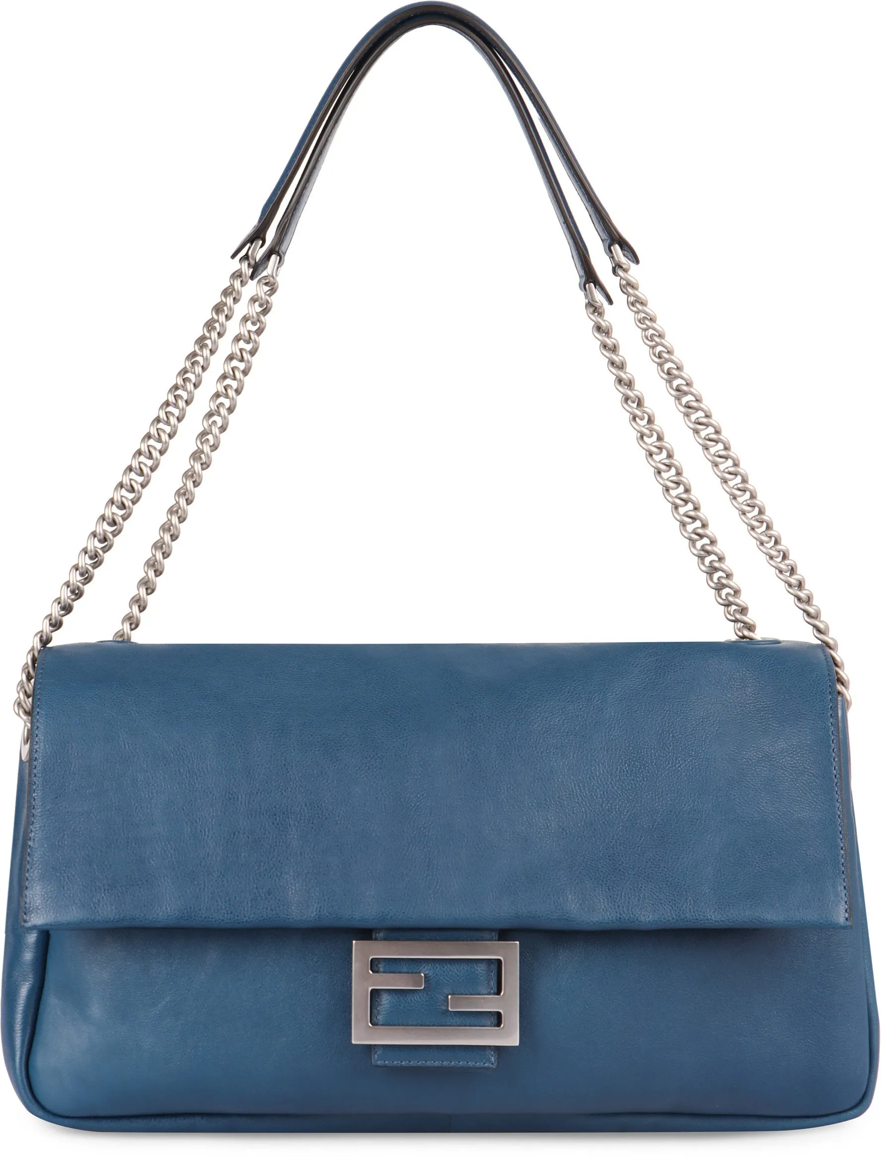 BLUE LEATHER CHAIN LARGE BAGUETTE