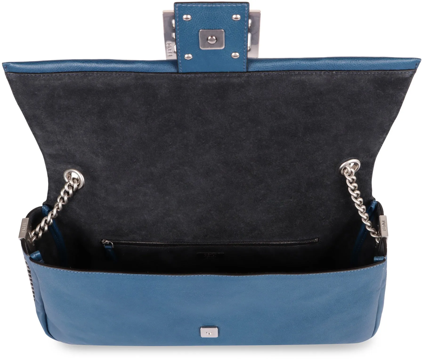 BLUE LEATHER CHAIN LARGE BAGUETTE