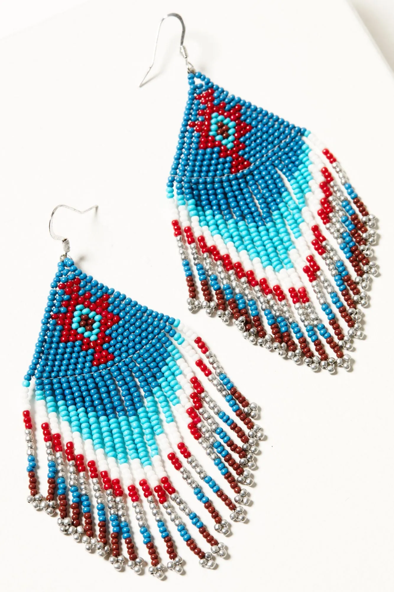 Blueridge Antique Seed Bead Fringe Earrings
