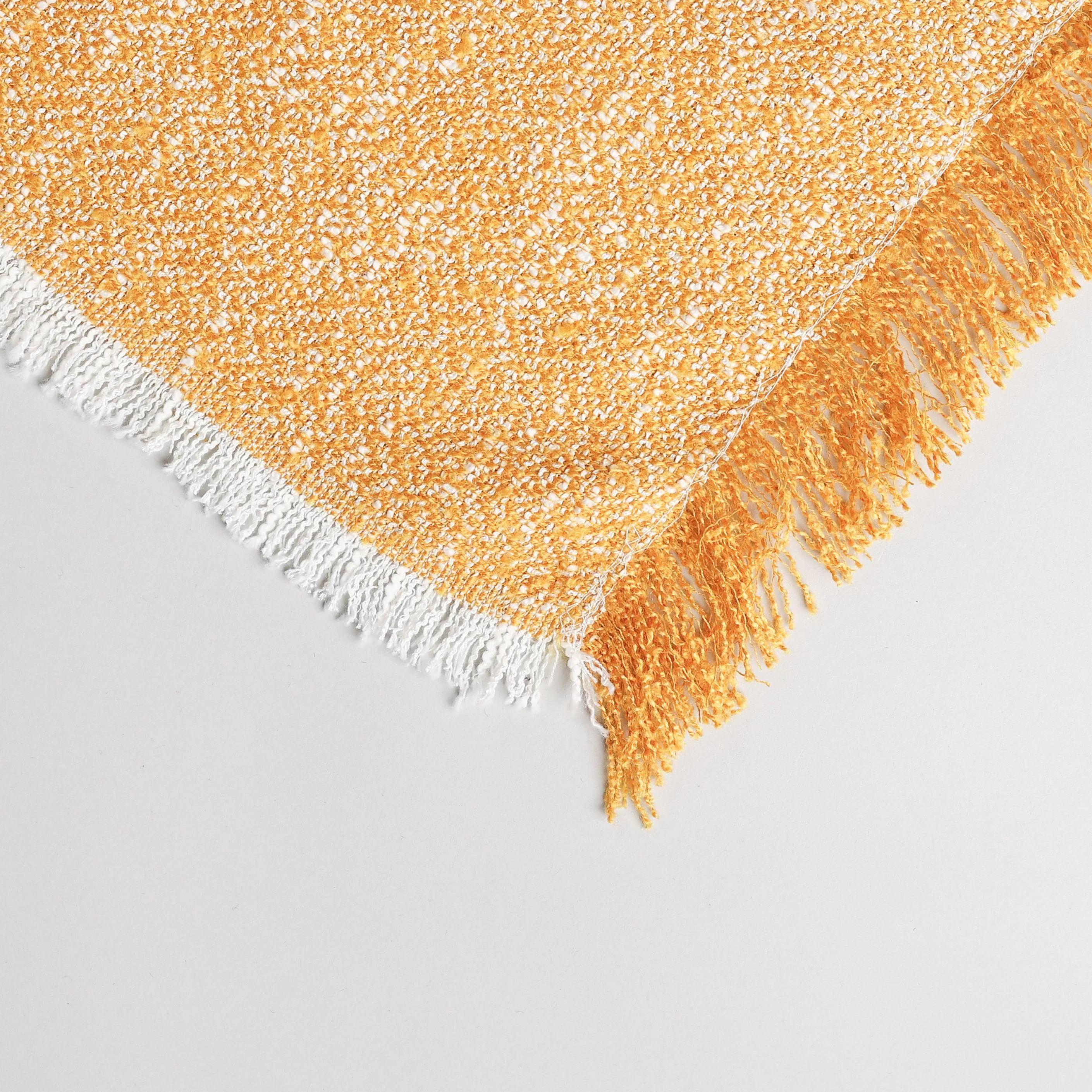 Boucle Jacquard Throw Blanket with Fringe - 55" x 70" Available in Yellow White and Maroon and Yellow