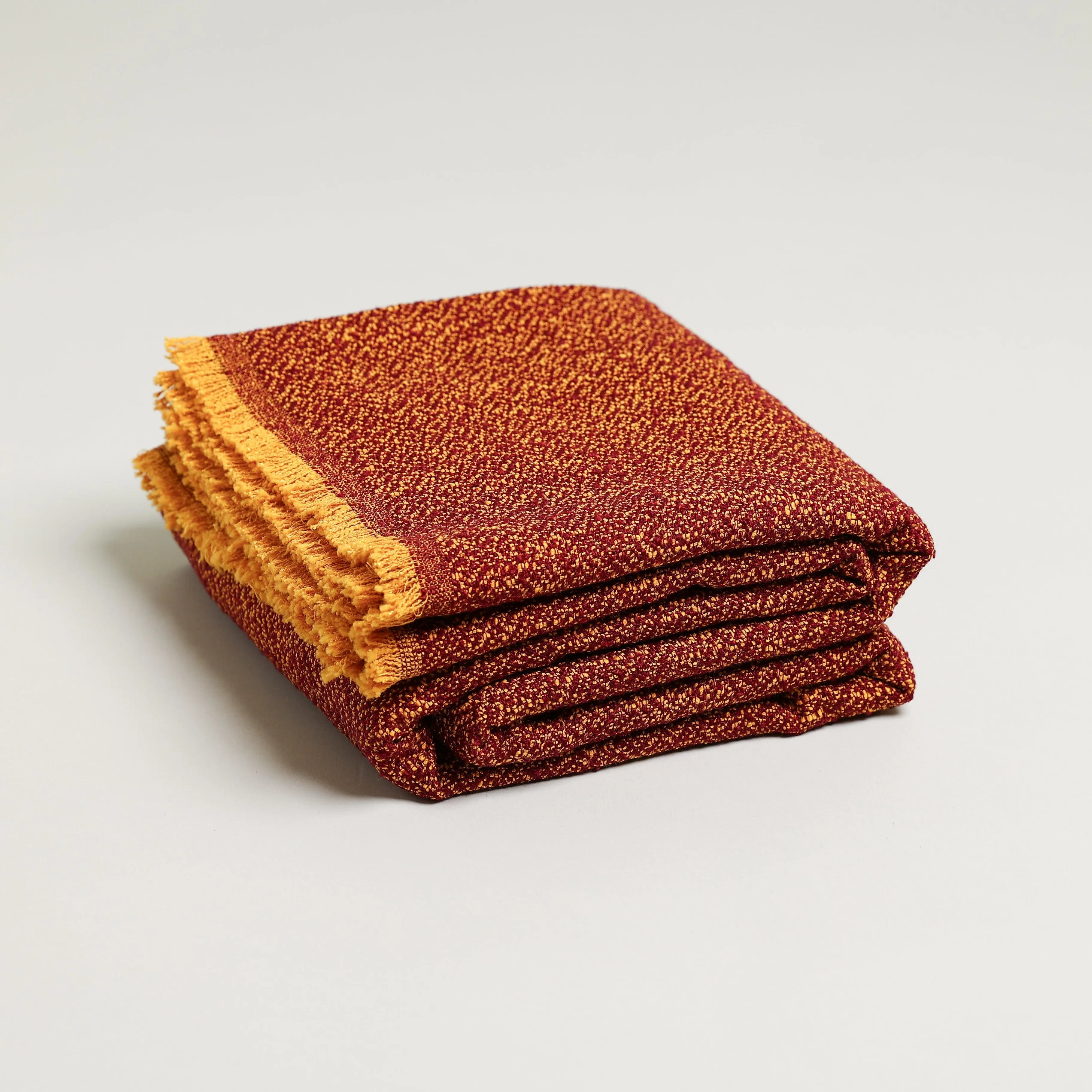 Boucle Jacquard Throw Blanket with Fringe - 55" x 70" Available in Yellow White and Maroon and Yellow