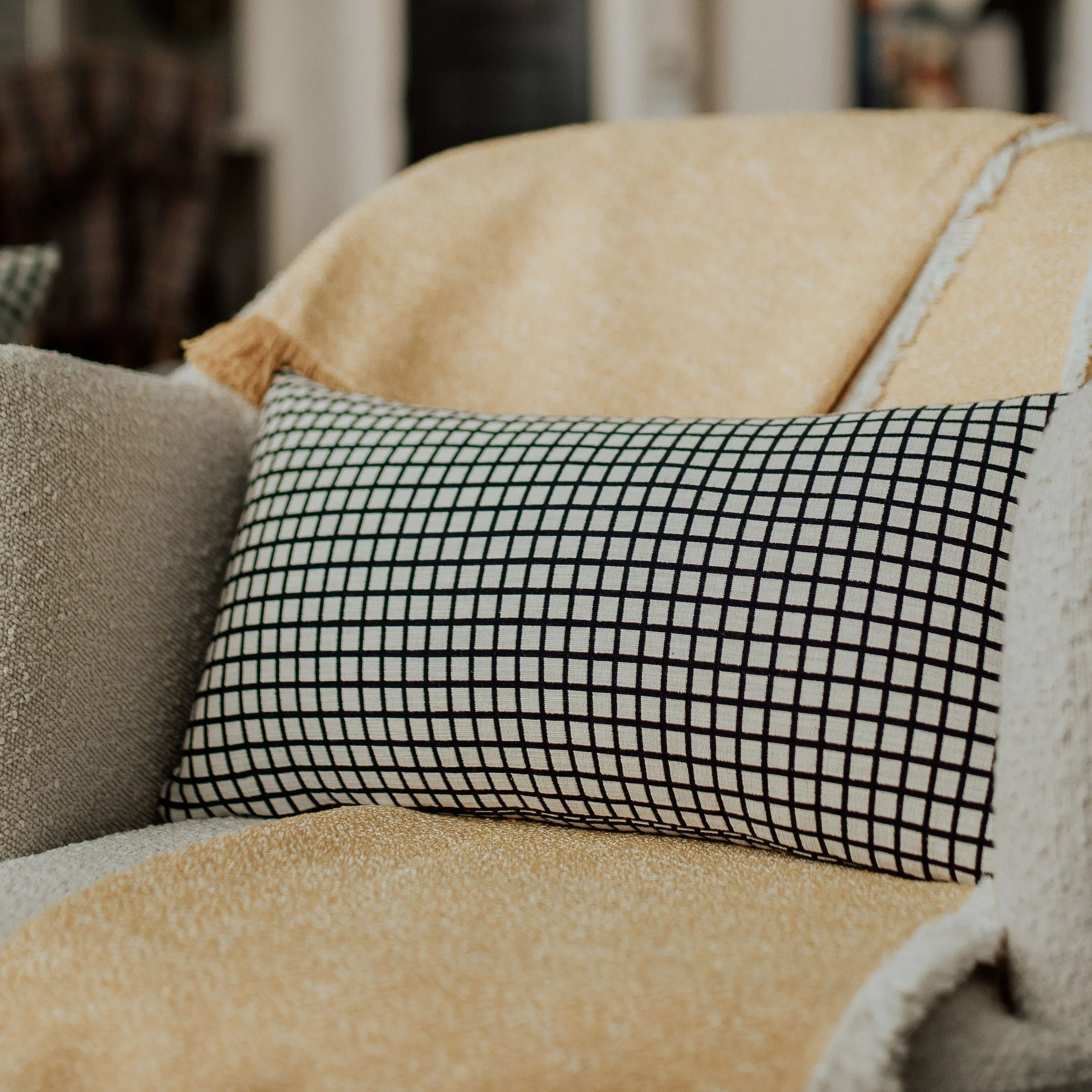 Boucle Jacquard Throw Blanket with Fringe - 55" x 70" Available in Yellow White and Maroon and Yellow