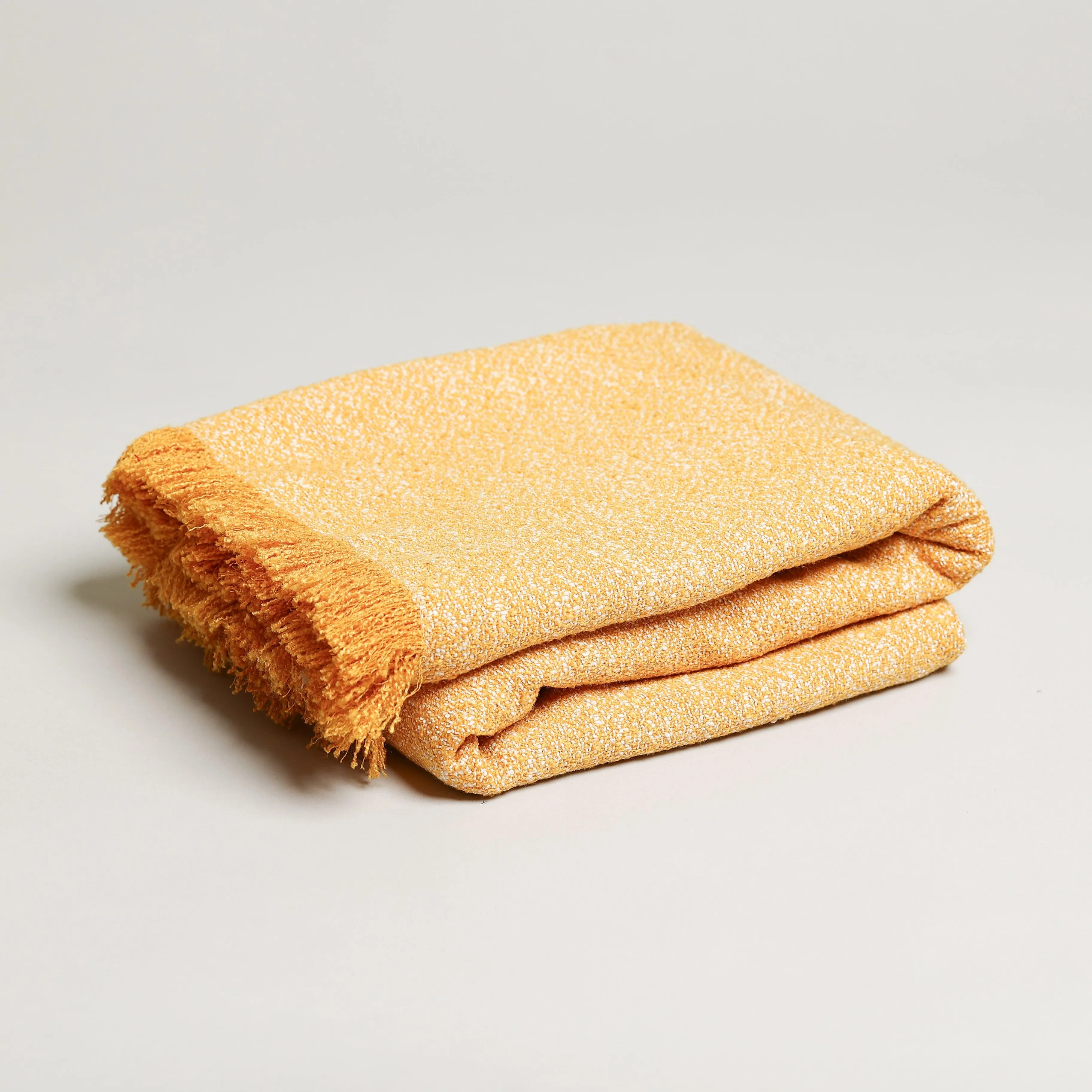 Boucle Jacquard Throw Blanket with Fringe - 55" x 70" Available in Yellow White and Maroon and Yellow