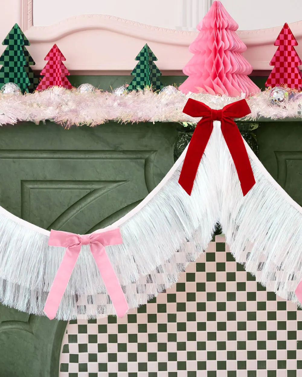 Bow Bliss Banner - layered fringe   velvet bows