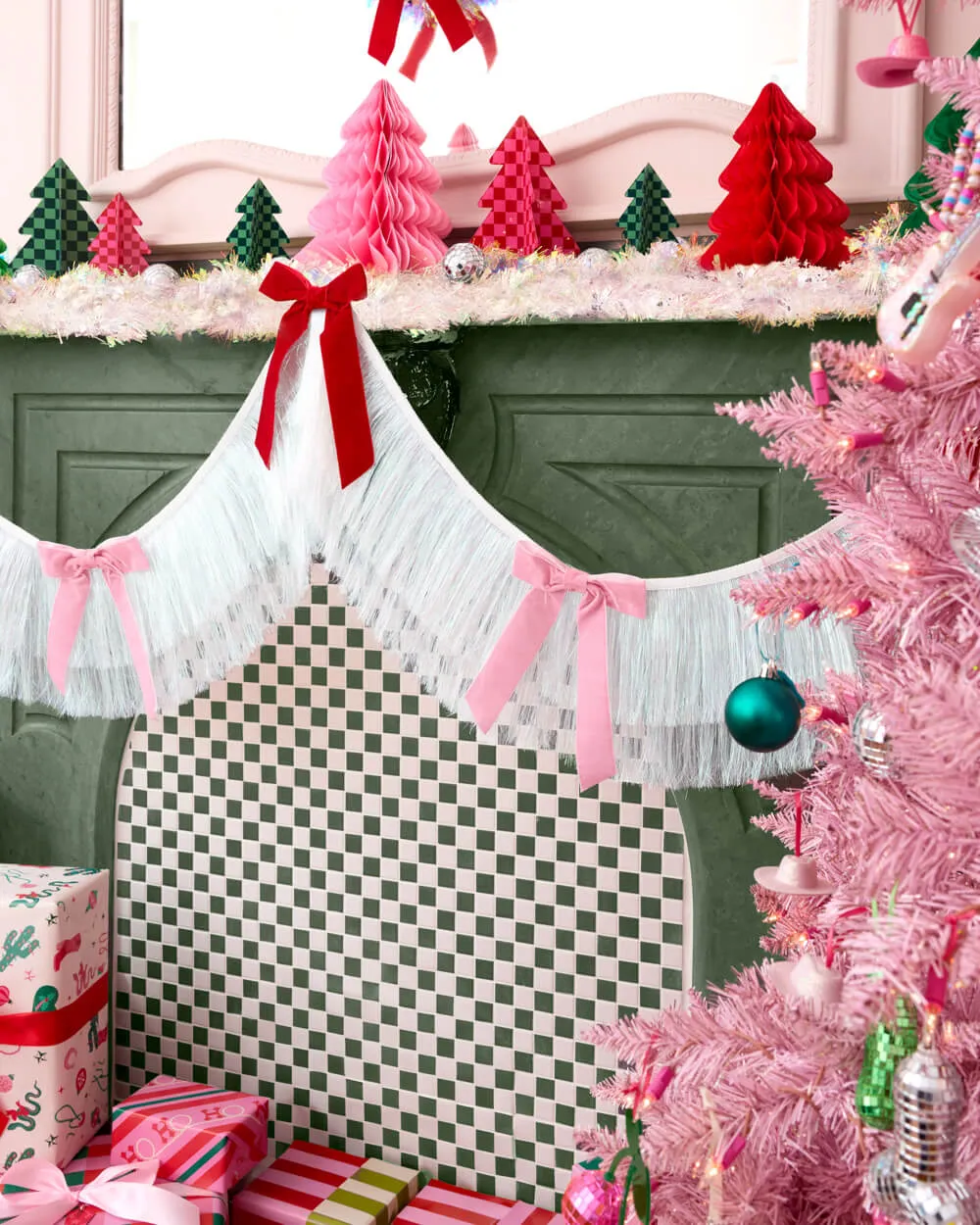 Bow Bliss Banner - layered fringe   velvet bows