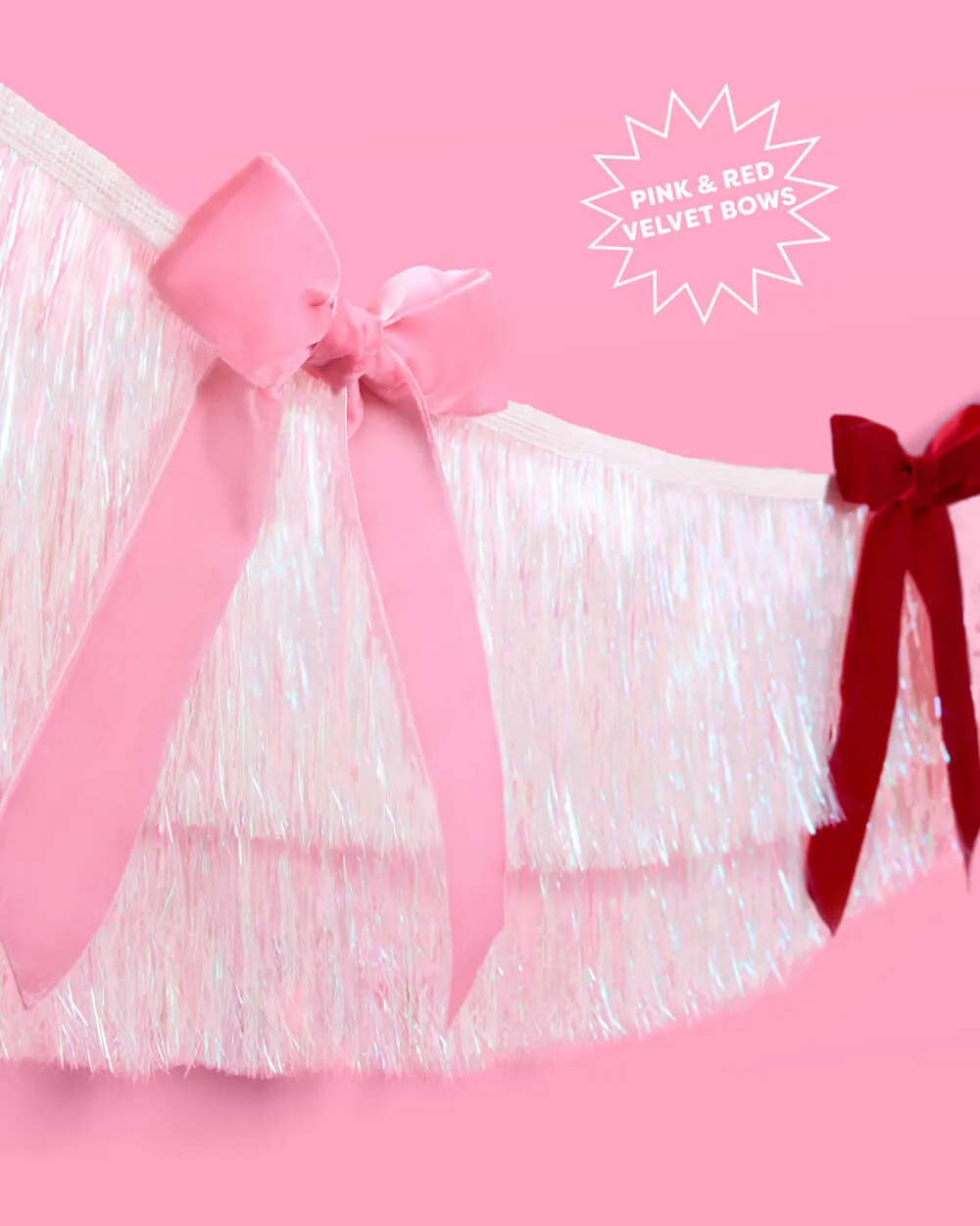 Bow Bliss Banner - layered fringe   velvet bows