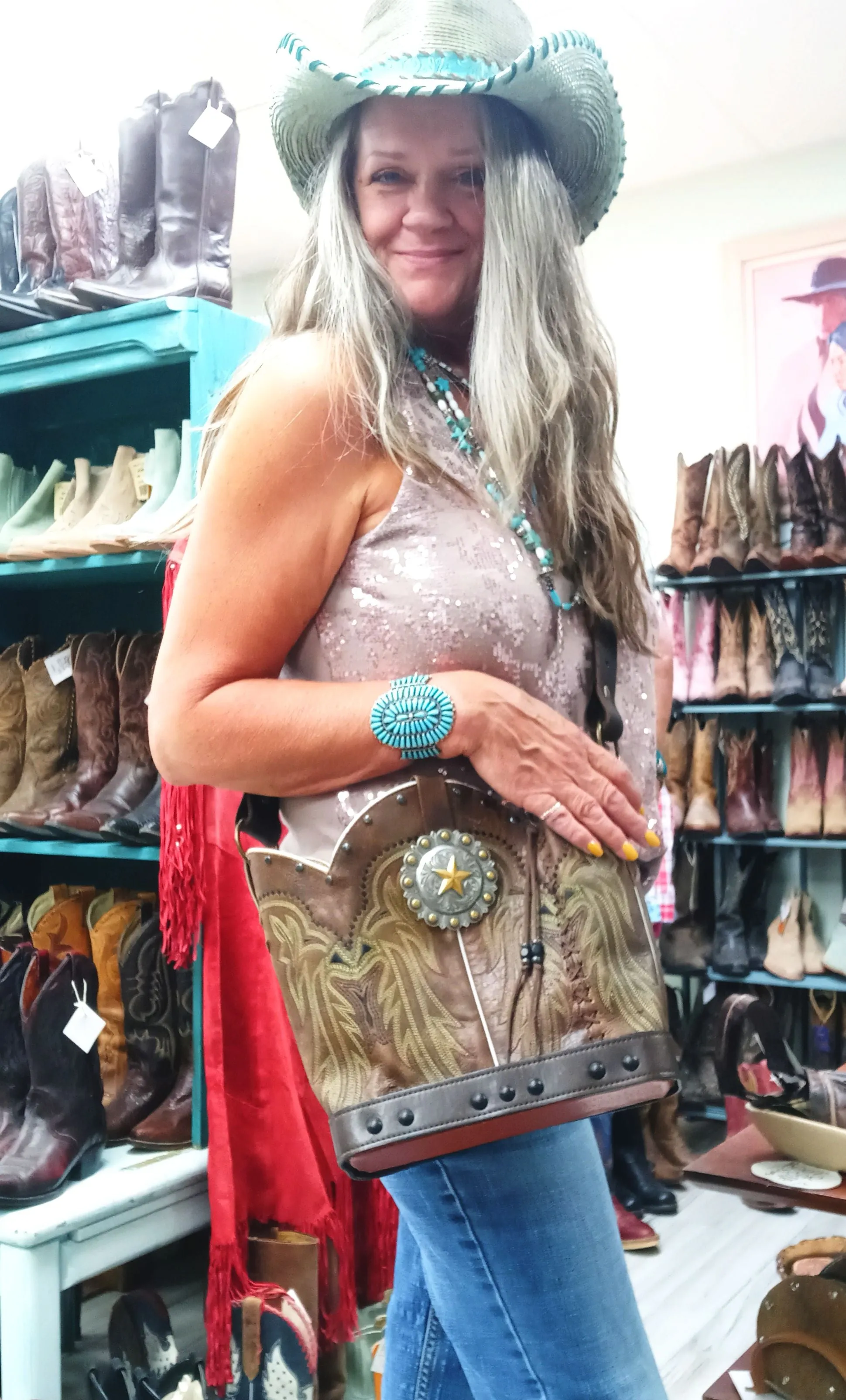Bucket Bag Cowboy Boot Purse BK139