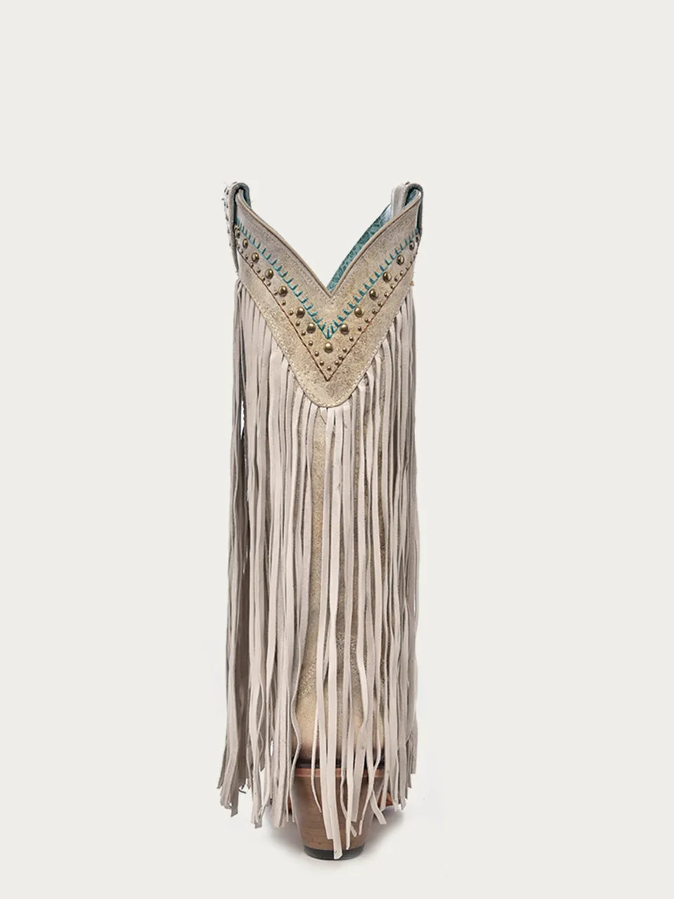 C3424 - BLUE EMBROIDERY CRYSTALS PATTERN AND FRINGE
