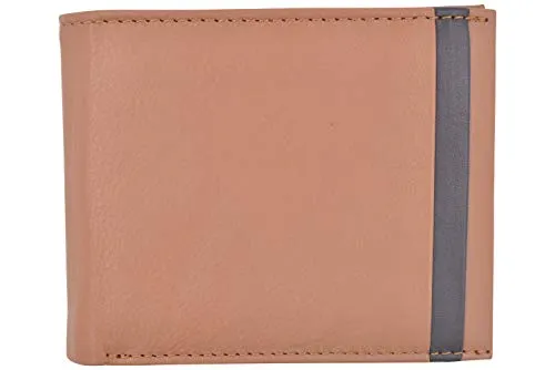 Cazoro Men’s Slimfold RFID Safe Slim Bifold Wallet Smooth Leather Front Pocket Tan