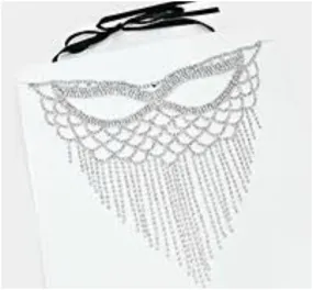 Dalita Fringe Crystal Masquerade Mask | Silver | Crystal
