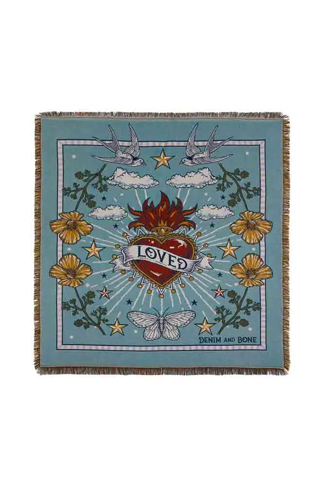 Denim & Bone Blue Loved Woven Cotton Throw