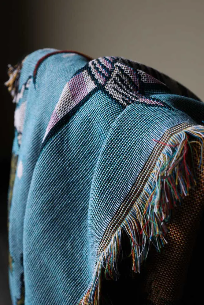 Denim & Bone Blue Loved Woven Cotton Throw