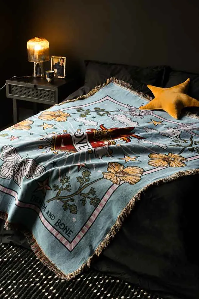 Denim & Bone Blue Loved Woven Cotton Throw
