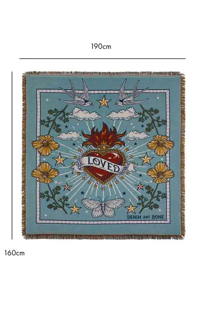 Denim & Bone Blue Loved Woven Cotton Throw
