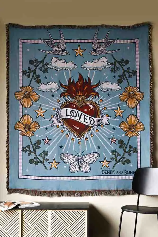 Denim & Bone Blue Loved Woven Cotton Throw