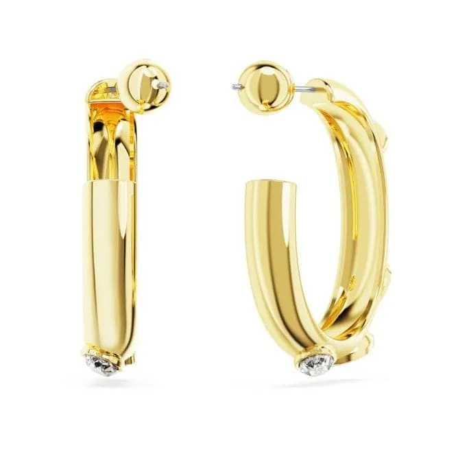 Dextera Mixed Cuts White Gold-tone Plated Hoop Earrings 5663261