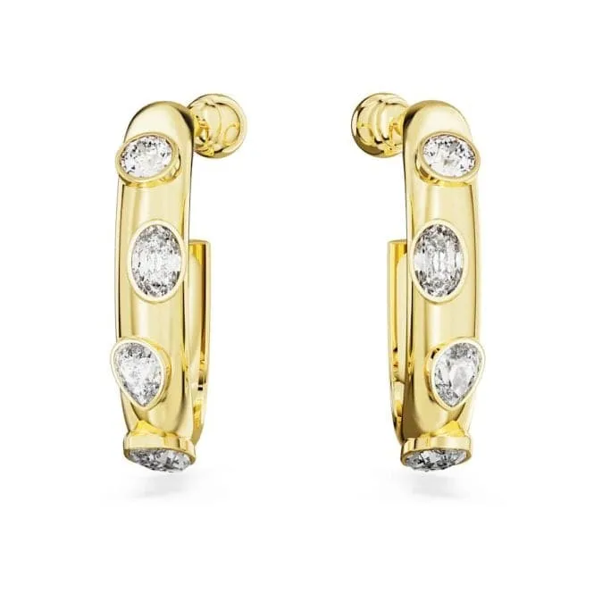 Dextera Mixed Cuts White Gold-tone Plated Hoop Earrings 5663261