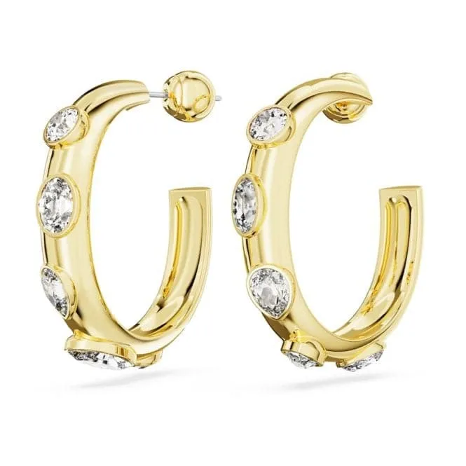 Dextera Mixed Cuts White Gold-tone Plated Hoop Earrings 5663261