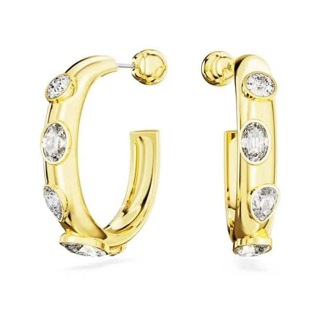 Dextera Mixed Cuts White Gold-tone Plated Hoop Earrings 5663261