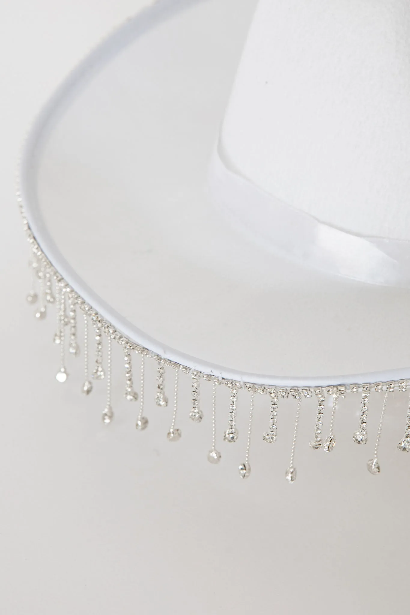 Dolly Diamante Fringe Cowboy Hat White