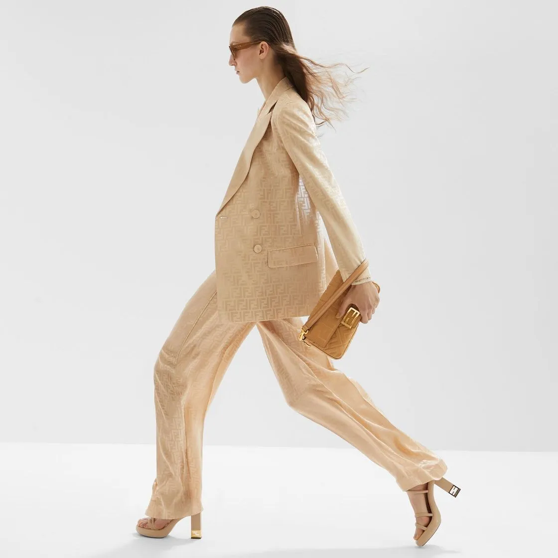FENDI Elegant Crepe Satin Jacquard Jacket for Women - Fall/Winter 2025