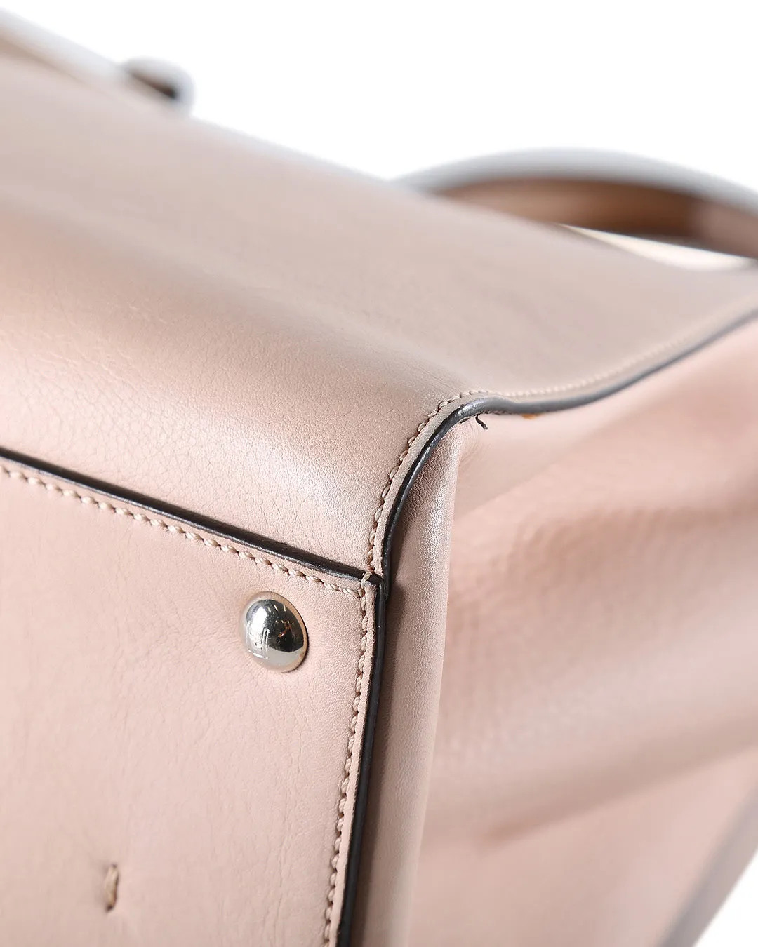FENDI Tan & Nude Bicolor Leather Trois Jours Shoulder Bag