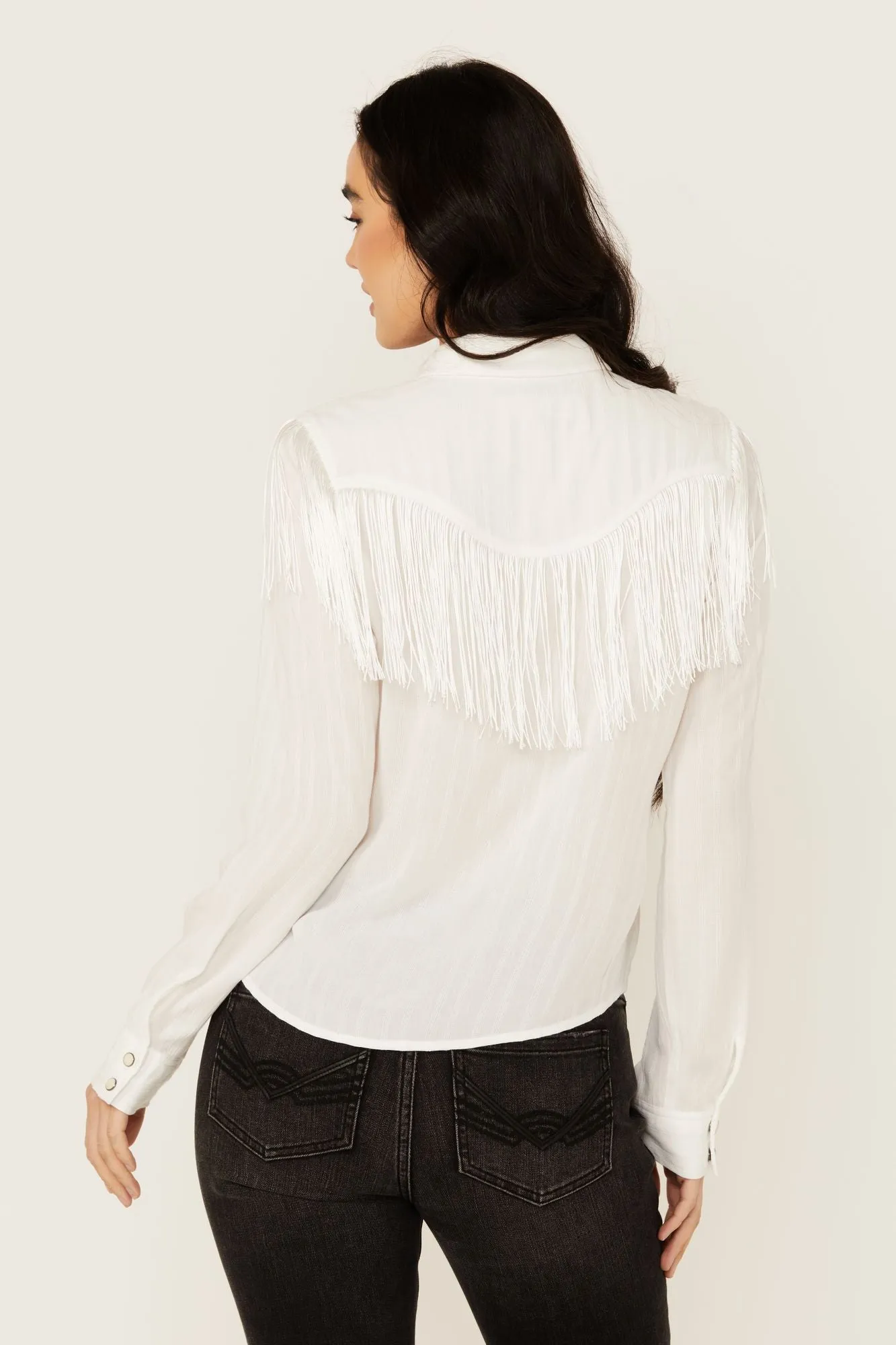 Fringe Long Sleeve Snap Western Shirt