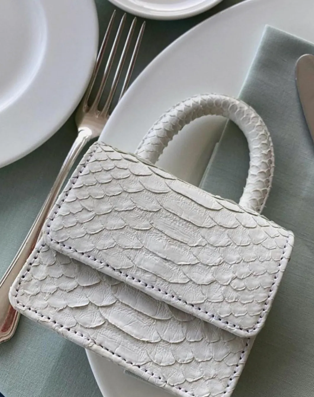 ITSY BITSY MICRO MINI WHITE TOP HANDLE BAG