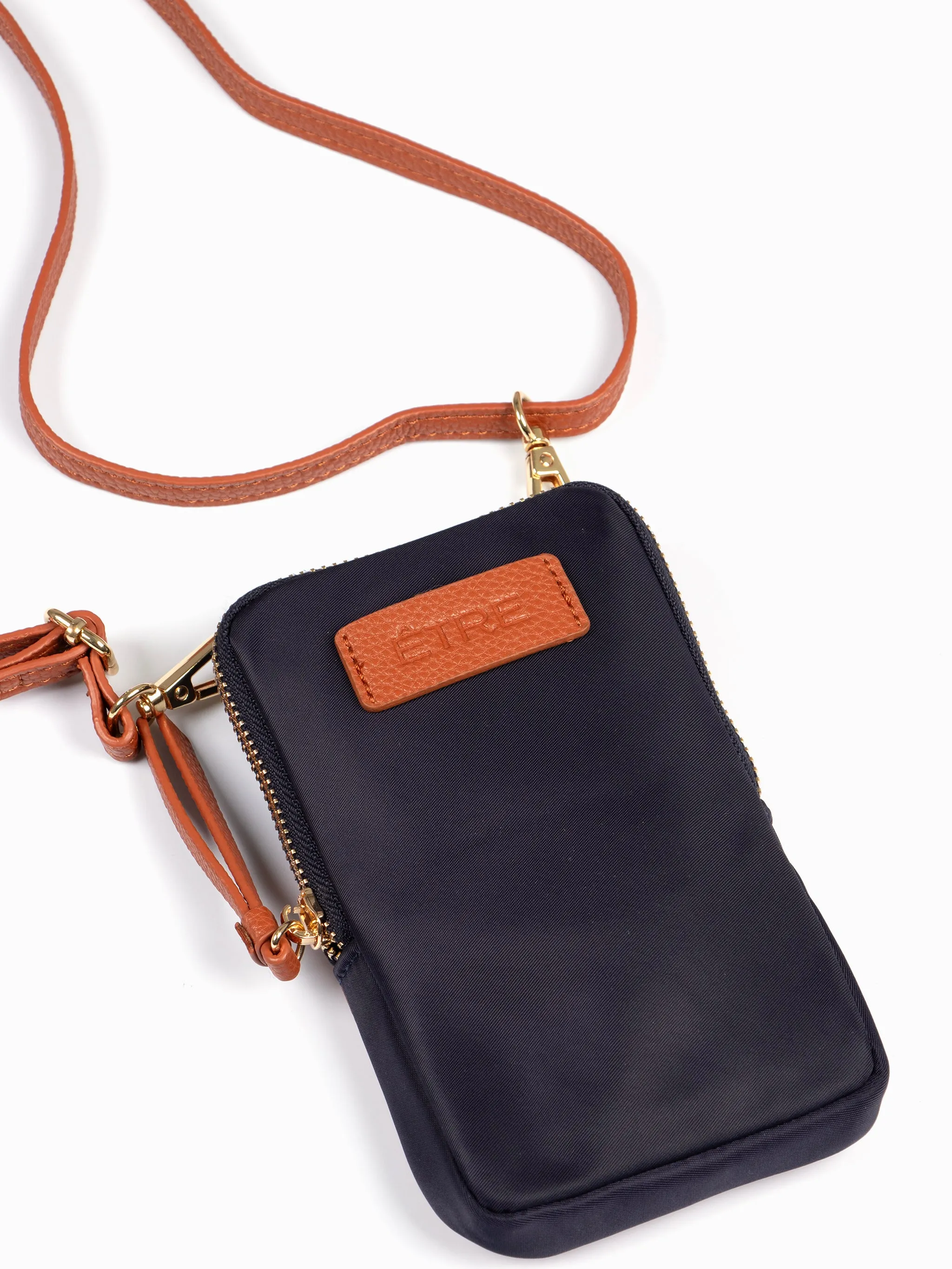 Ivy Crossbody Phone Bag - Navy Blue, Nylon/PU