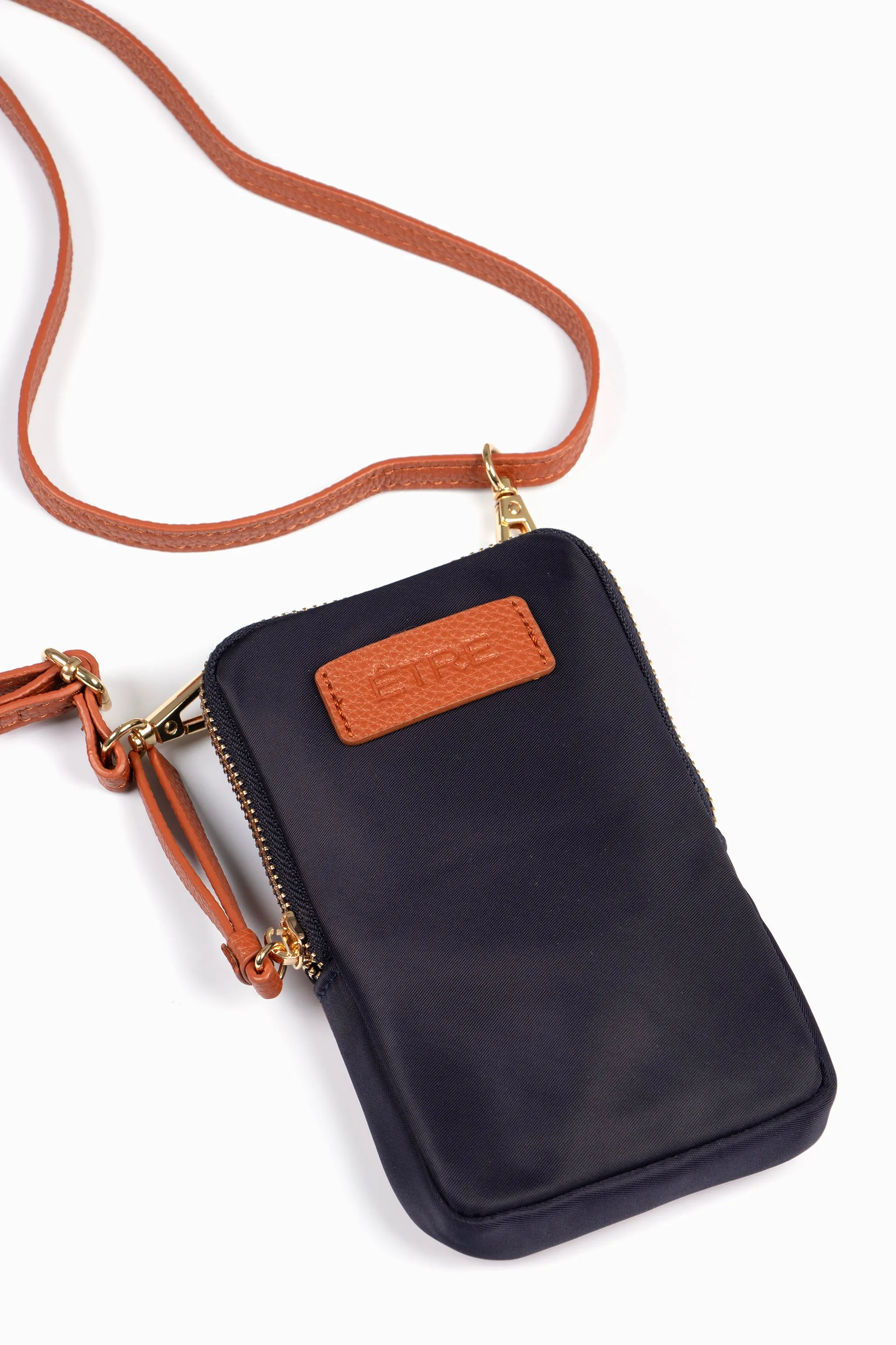 Ivy Crossbody Phone Bag - Navy Blue, Nylon/PU