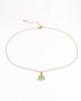 Jingle Green Christmas Tree Pendant Necklace