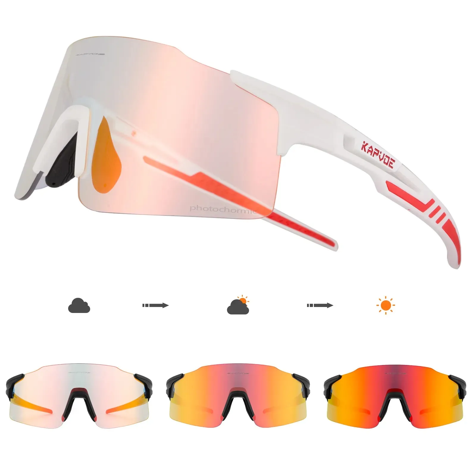 KAPVOE Photochromic Red or Blue Bike Cycling Sunglasses Man Outdoor Sports  glasses cycling MTB Glasses Eyewear Bicycle Goggles