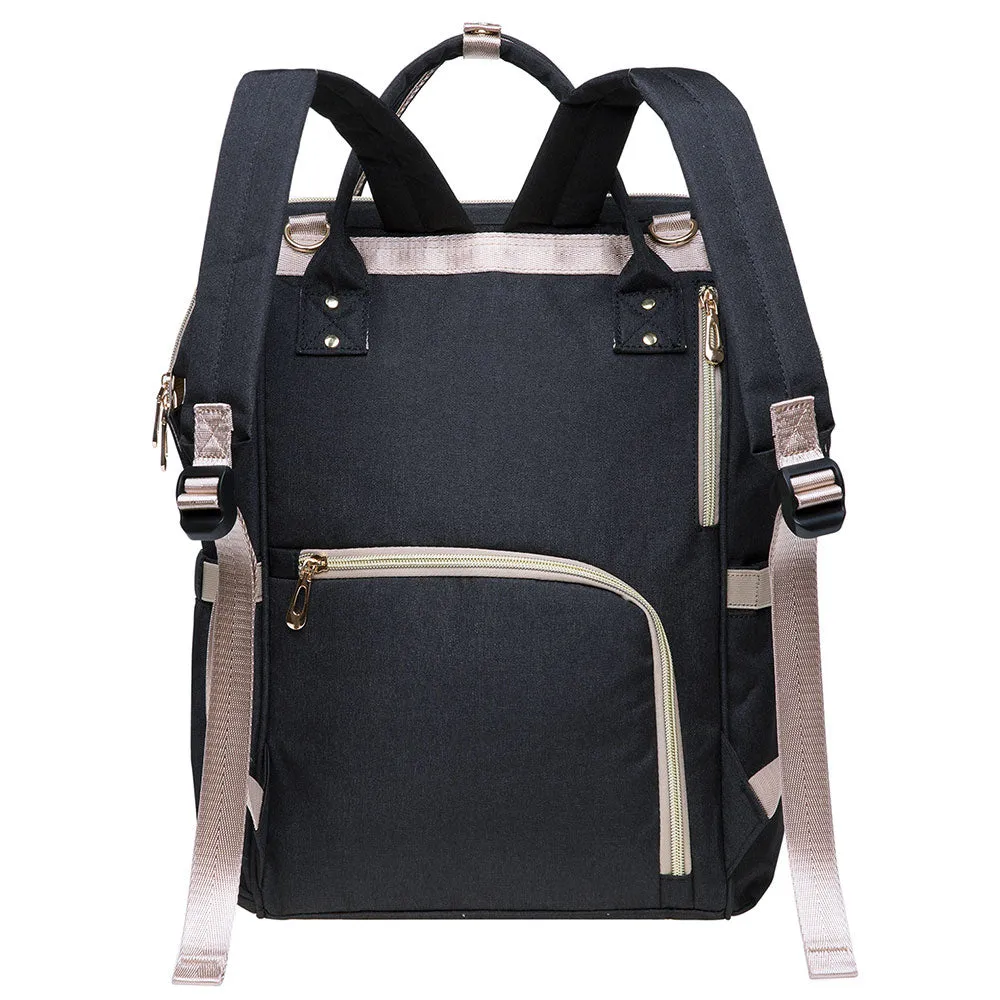 KAUKKO Diaper Bag Backpack with Pacifier Holder and Stroller straps - for Mom and Dad, Waterproof, one size, KT01-5 ( Santorini Black / 18L）