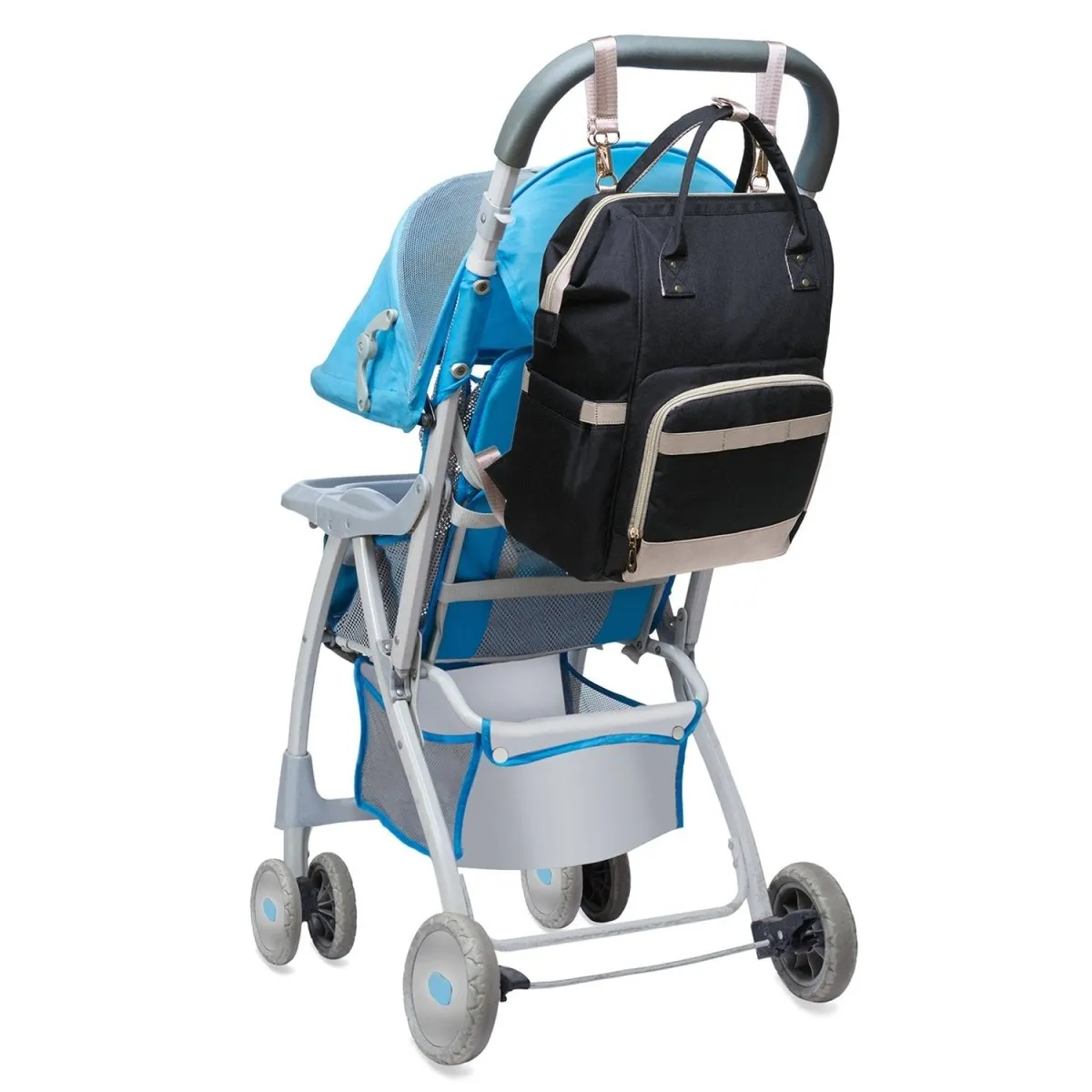 KAUKKO Diaper Bag Backpack with Pacifier Holder and Stroller straps - for Mom and Dad, Waterproof, one size, KT01-5 ( Santorini Black / 18L）