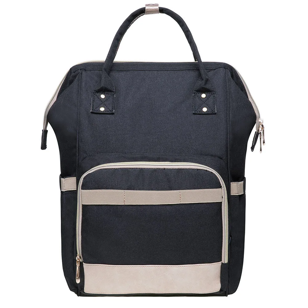 KAUKKO Diaper Bag Backpack with Pacifier Holder and Stroller straps - for Mom and Dad, Waterproof, one size, KT01-5 ( Santorini Black / 18L）