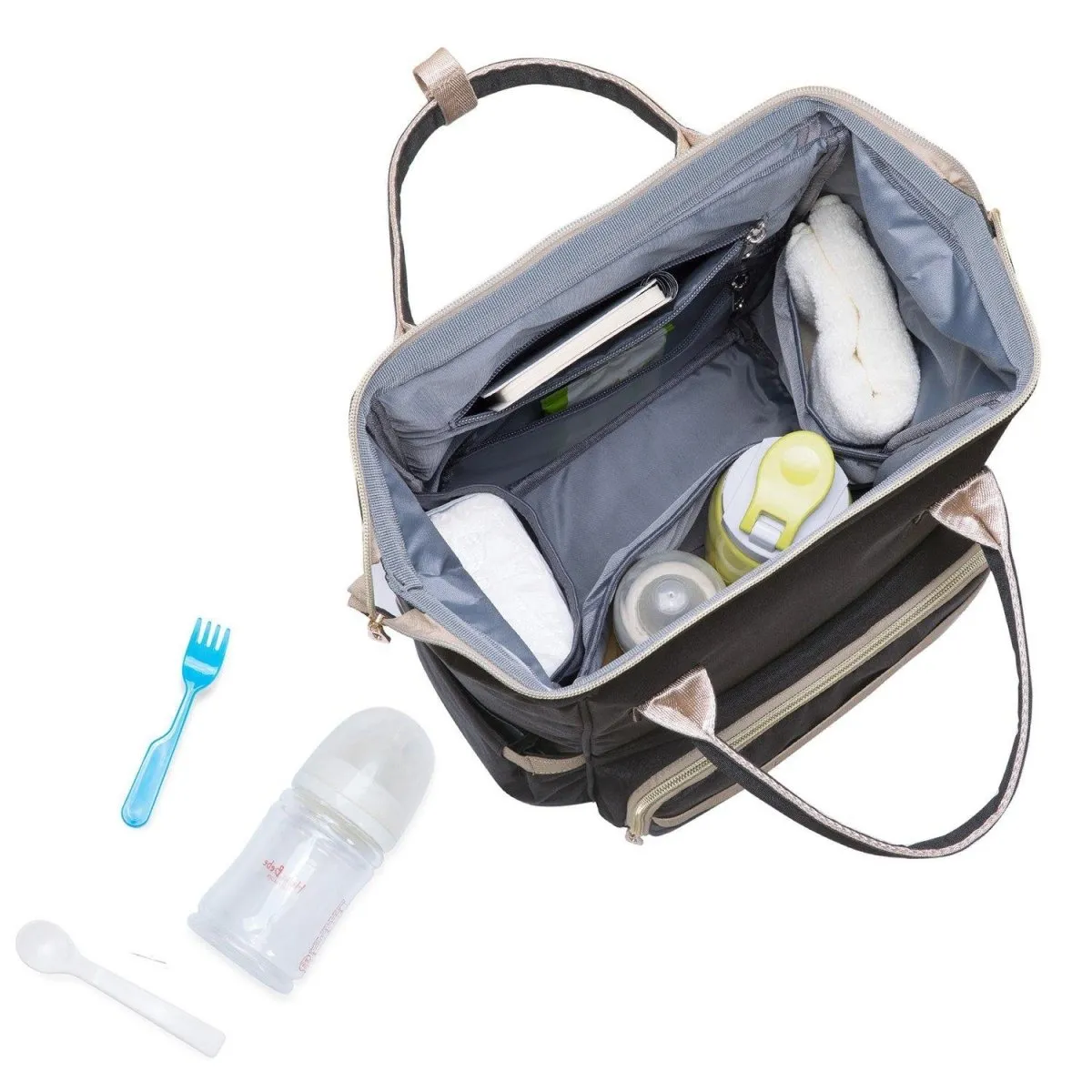 KAUKKO Diaper Bag Backpack with Pacifier Holder and Stroller straps - for Mom and Dad, Waterproof, one size, KT01-5 ( Santorini Black / 18L）
